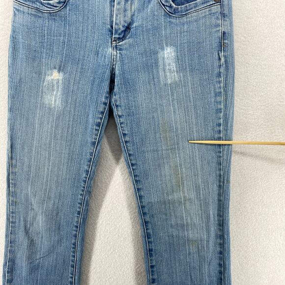 APPLE BOTTOMS Jeans 8 Distressed Straight Low Rise Stretch Denim Blue VTG HK - Picture 13 of 16